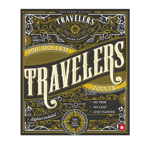 Retro packaging with the title 'Label design'