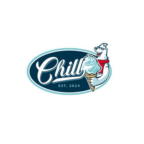 Polar bear logo with the title 'New soft serve ice cream store logo with polar bear image or design'