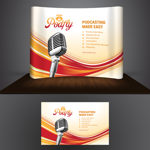 Booth design with the title 'Create a Trade Show Display for the Podcasting industry'