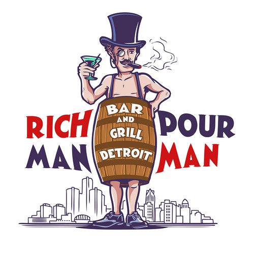 Grill design with the title 'Rich Man Pour Man'