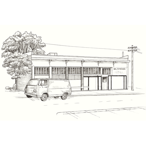 Mural artwork with the title 'Historic Building'