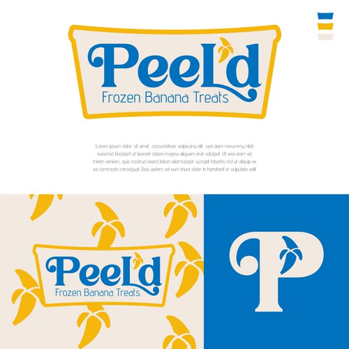 Banana logo with the title 'bright and colorful logo for an icecream parlour'