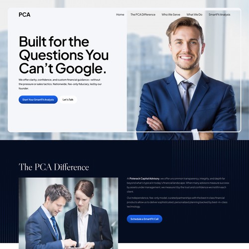 Accounting website with the title 'PCA'