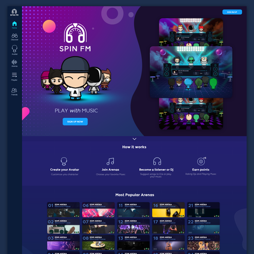 Puppet design with the title 'UI for a Music Based Social Network'