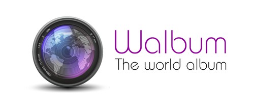 Realistic logo with the title 'Photo Lens with reflection'
