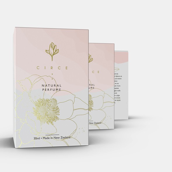 Perfume packaging with the title 'Natural parfume pacakging box'