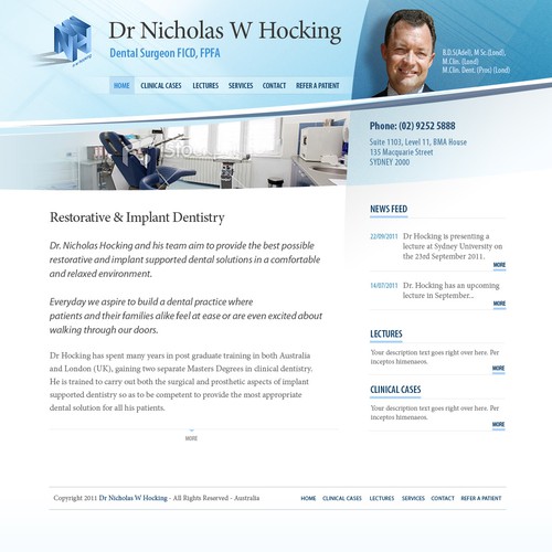 Dental website with the title 'Help Sydney Dental Implants with a new website design'