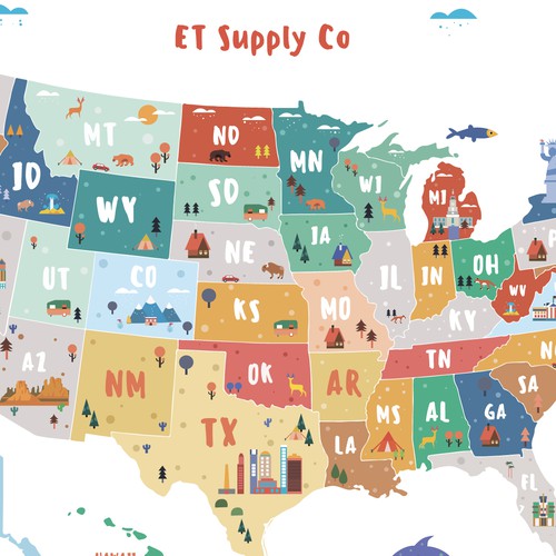 Flat design illustration with the title 'maps)'