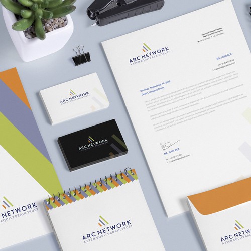 Corporate identity logo with the title 'The ARC Network corporate identity'
