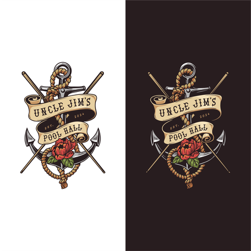 Nautical design with the title 'UNCLE JIM'S POOL HALL'