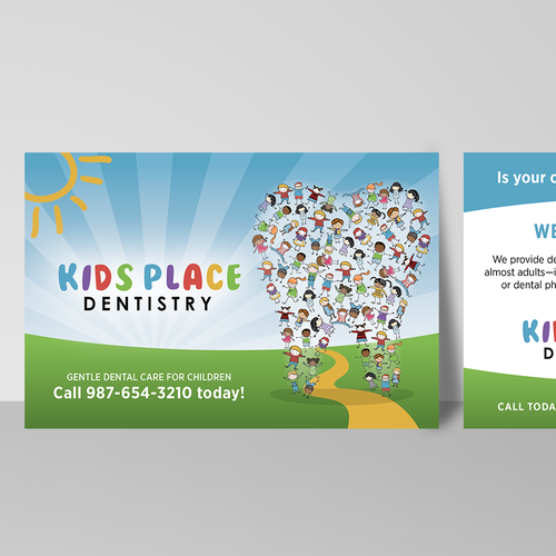 Pediatric design with the title 'Fun marketing card for a kids dentist'