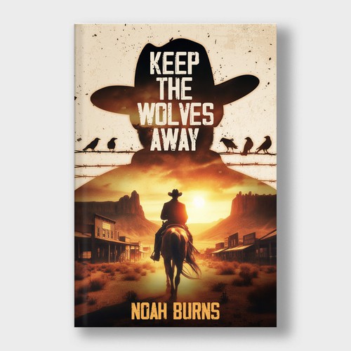 Cowboy book cover with the title 'Keep the Wolves Away Book Cover'