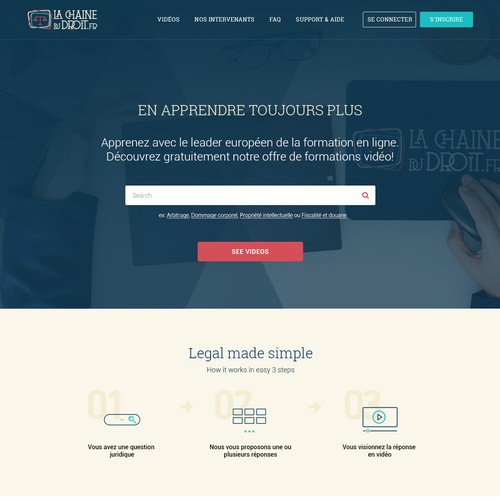 Video website with the title 'Pages for a FRENCH LEGAL WEB TV'