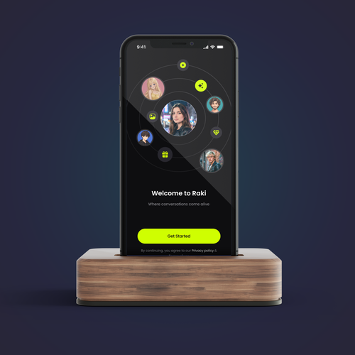 Anime design with the title '"AI Character Chat" App'