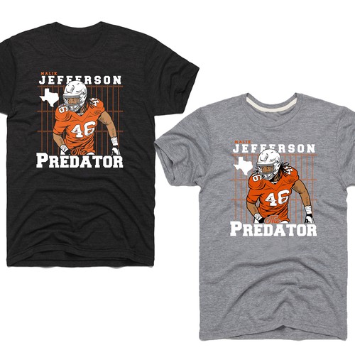 Football t-shirt with the title 'ootball Inspired T-shirt Design for "The Predator"'