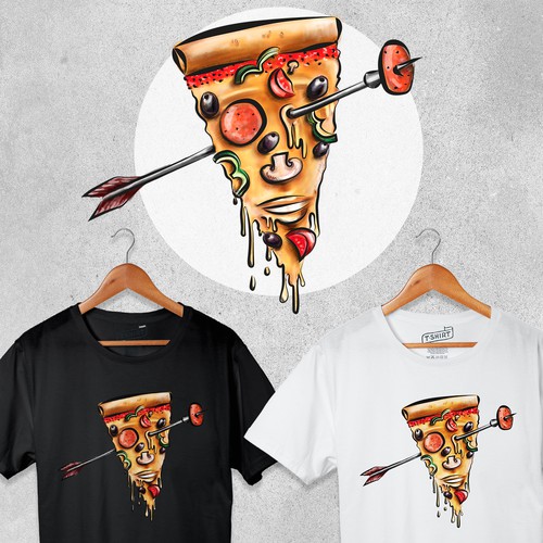 Crazy design with the title 'Pizza T-Shirt Design'