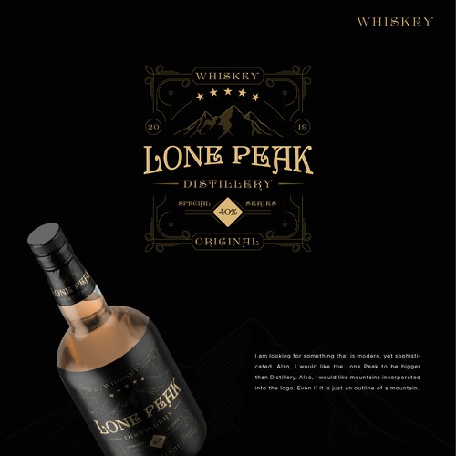 Whiskey logo with the title 'Lone Peak'