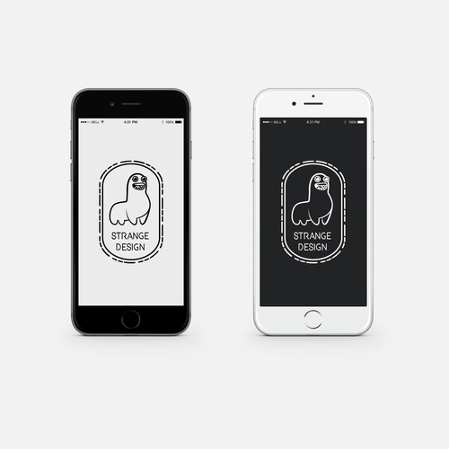 Strange logo with the title 'Strange Design logo'