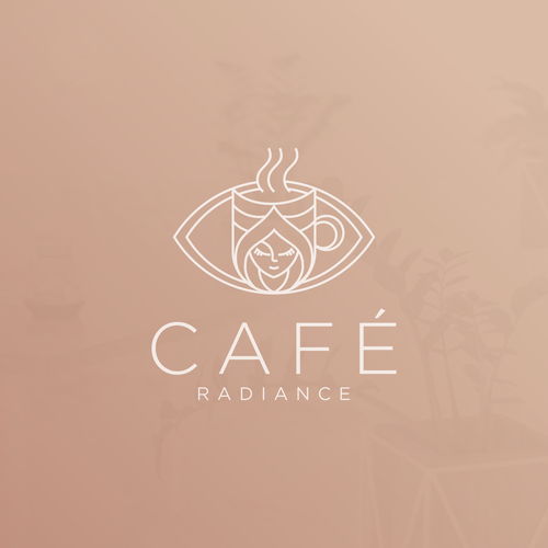 Woman face logo with the title 'Cafe Radiance'