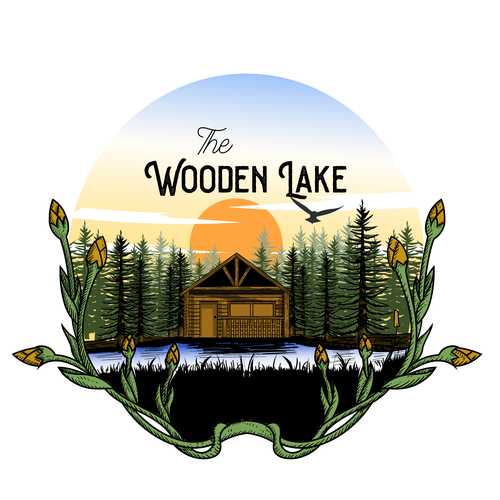 Digital art logo with the title 'The Wooden Lake'