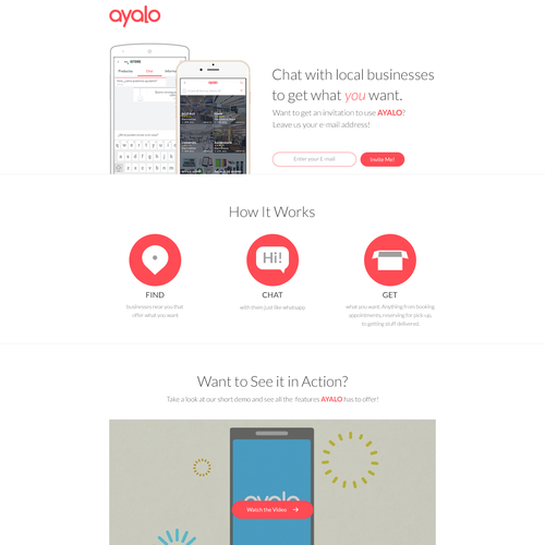 Call to action design with the title 'Clean and simple landing page for an innovative app'