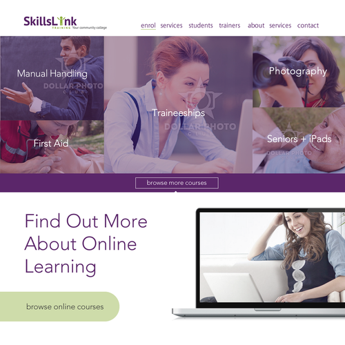 School website with the title 'Skills Link Training'