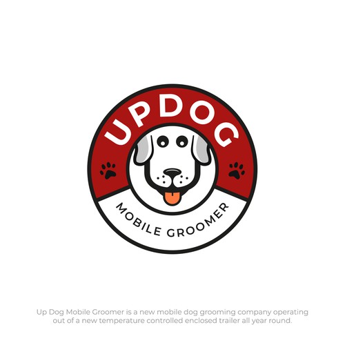 Dog logo with the title '"UpDog Mobile Groomer" Logo'