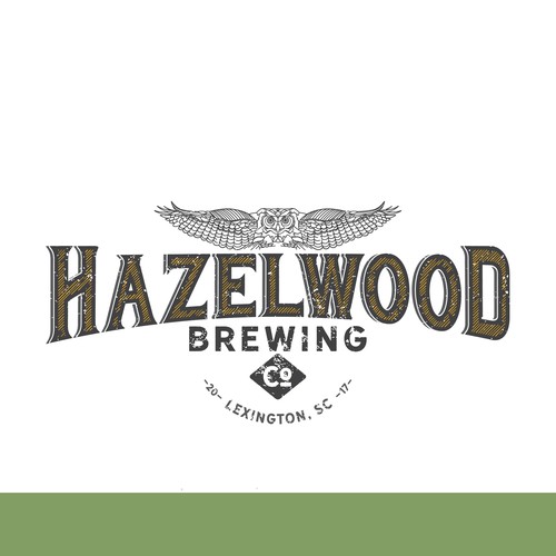 Distressed logo with the title 'Hazelwood Brewing Co.'