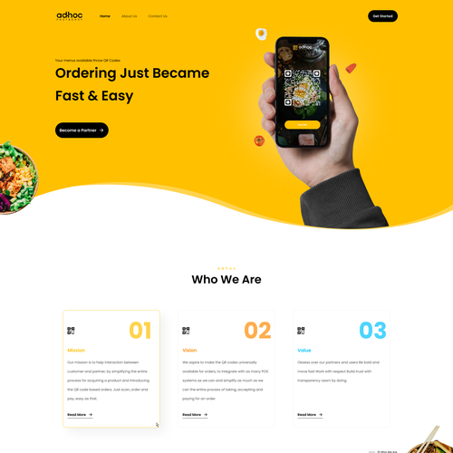 QR code design with the title 'QR code Menu Website'