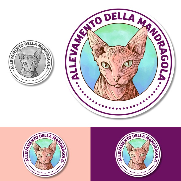 Cat logo with the title 'Allevamento della Mandragola'