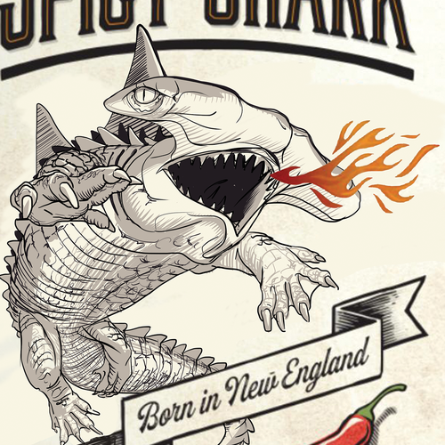 Conceptual artwork with the title 'Character concept for contest - The Spicy Shark.'