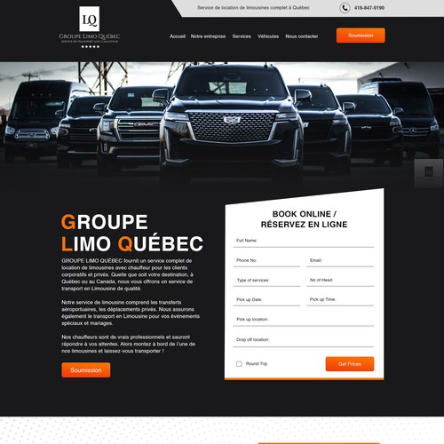 Booking website with the title 'Limousine Booking Website  '