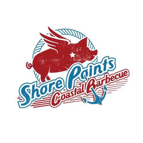 BBQ logo with the title 'Shore Points Coastal BBQ logo'