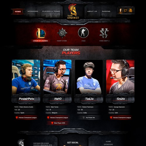 Team website with the title 'Gaming Team Website'