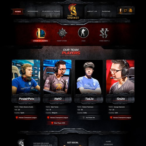Gamer design with the title 'Gaming Team Website'