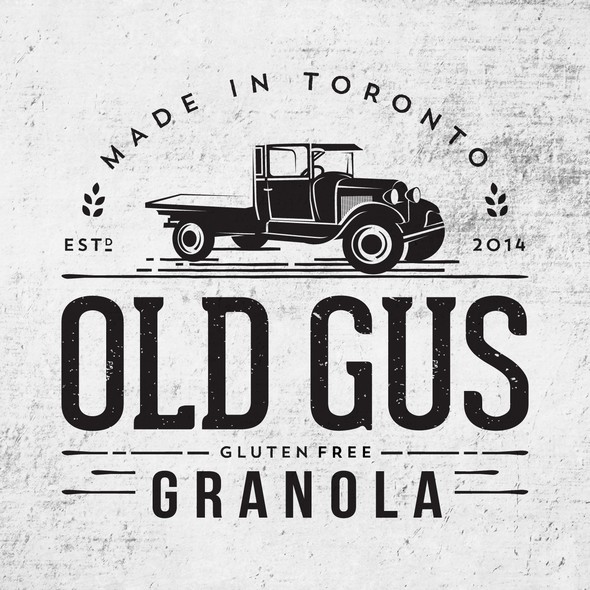 Old design with the title 'Logo with illustration of vintage Ford truck'