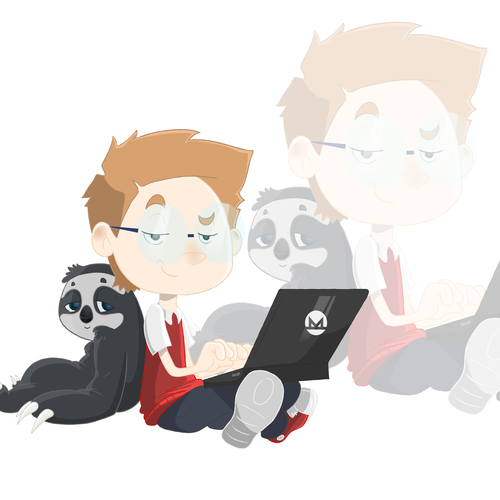 Sloth design with the title 'Mascot design for a blog'