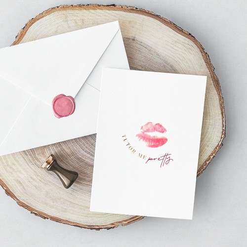 Lips design with the title 'Feminine logo for makeup beauty kit'