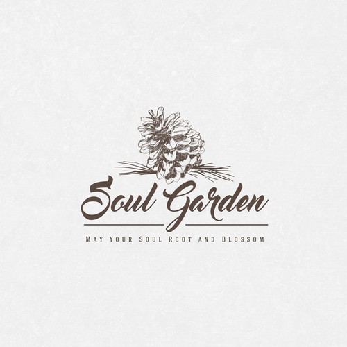 Pinecone design with the title 'Soul Garden Landscape Design Logo and Company Card'