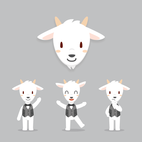 Cute animal design with the title 'A friendly and cute Goat character design'