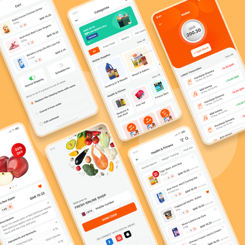 Grocery store design with the title 'Grocery App'