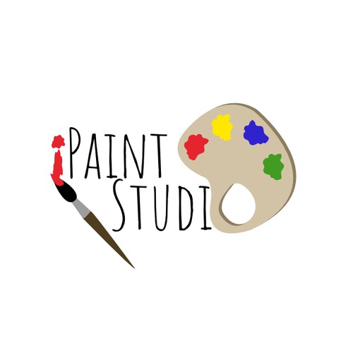 Artsy design with the title 'Fun, artsy logo for a paint-it-yourself studio'