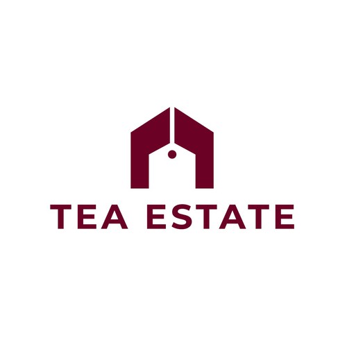 House logo with the title 'Negative space logo design for a teahouse'