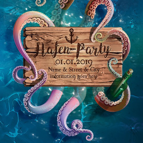 Anchor design with the title 'Harbour style Party Flyer illustration'