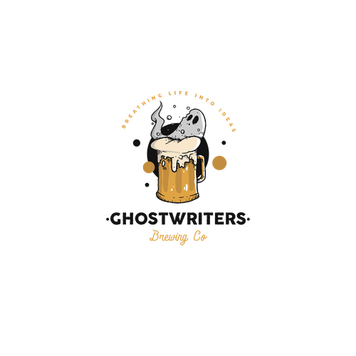 Writing logo with the title 'Ghostwriters - Brewing Company Logo design'