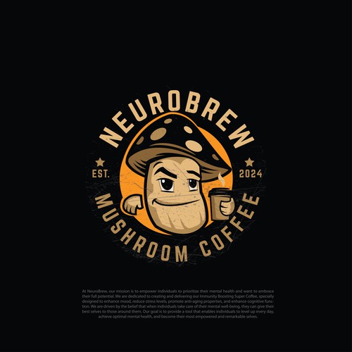 Round logo with the title 'NeuroBrew'