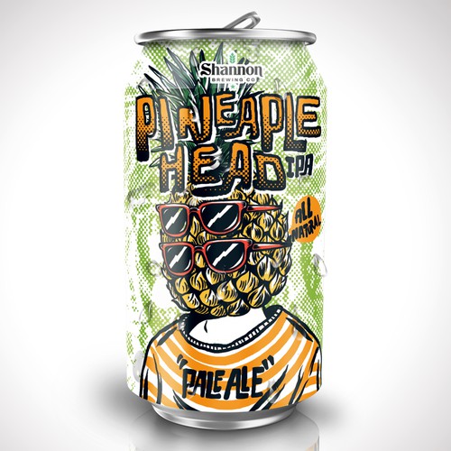 Coffee label with the title 'pineaple head beer brewing'