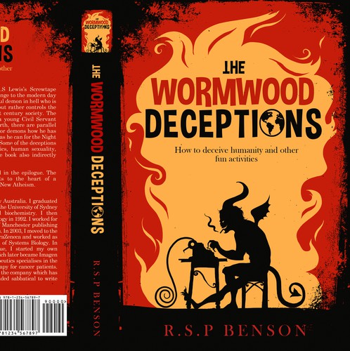 Retro book cover with the title 'The Wormwood Deceptions'