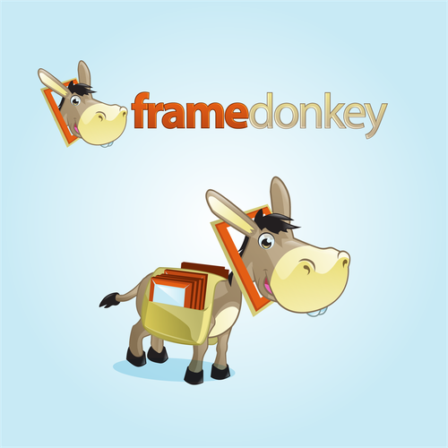 Donkey logo with the title 'Frame Donkey Logo and Character Design'