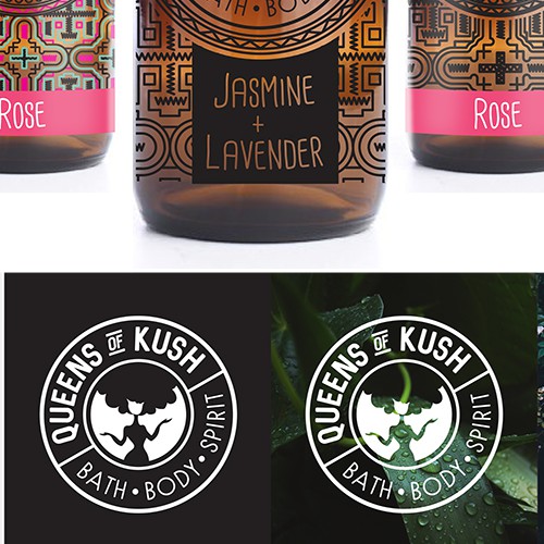 Packaging logo with the title 'Queens of Kush logo for beauty & body'